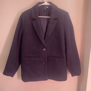 H&M Navy Woven Textured Women's Blazer